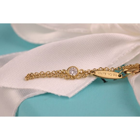 Tiffany & Co. Elsa Peretti 3 Diamonds By The Yard 18k Yellow Gold 7” Bracelet - Picture 8 of 8